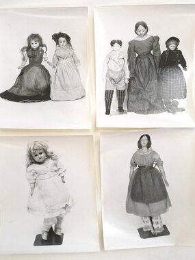 4 photographs antique dolls original china peg pape mache bisque porcelain craft